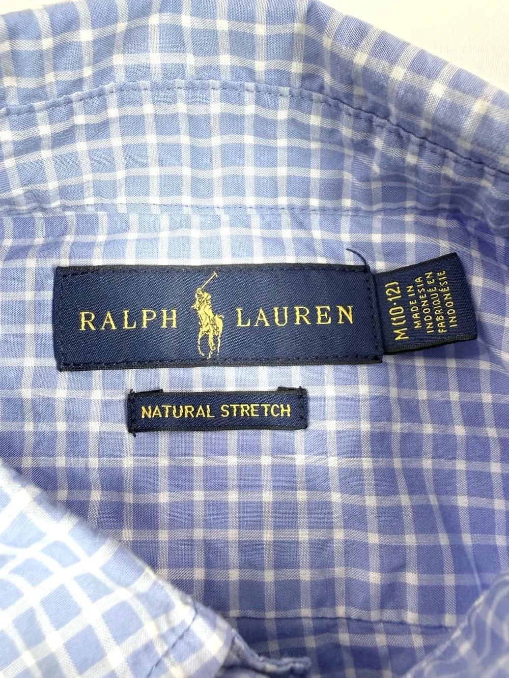 RALPH LAUREN Boys Blue Check‎ Button Down Shirt M 10-12 Preppy Classic Coastal